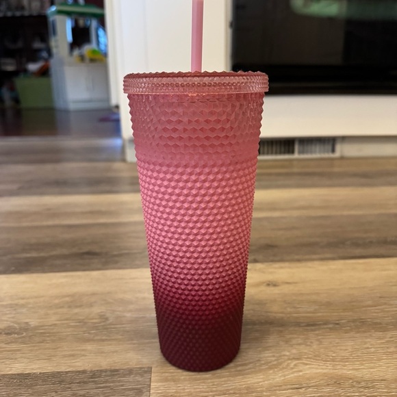 Starbucks 2021 Blush Pink Waxberry Ombre Gradient Studded 24oz Venti Tumbler Cup - Picture 2 of 7